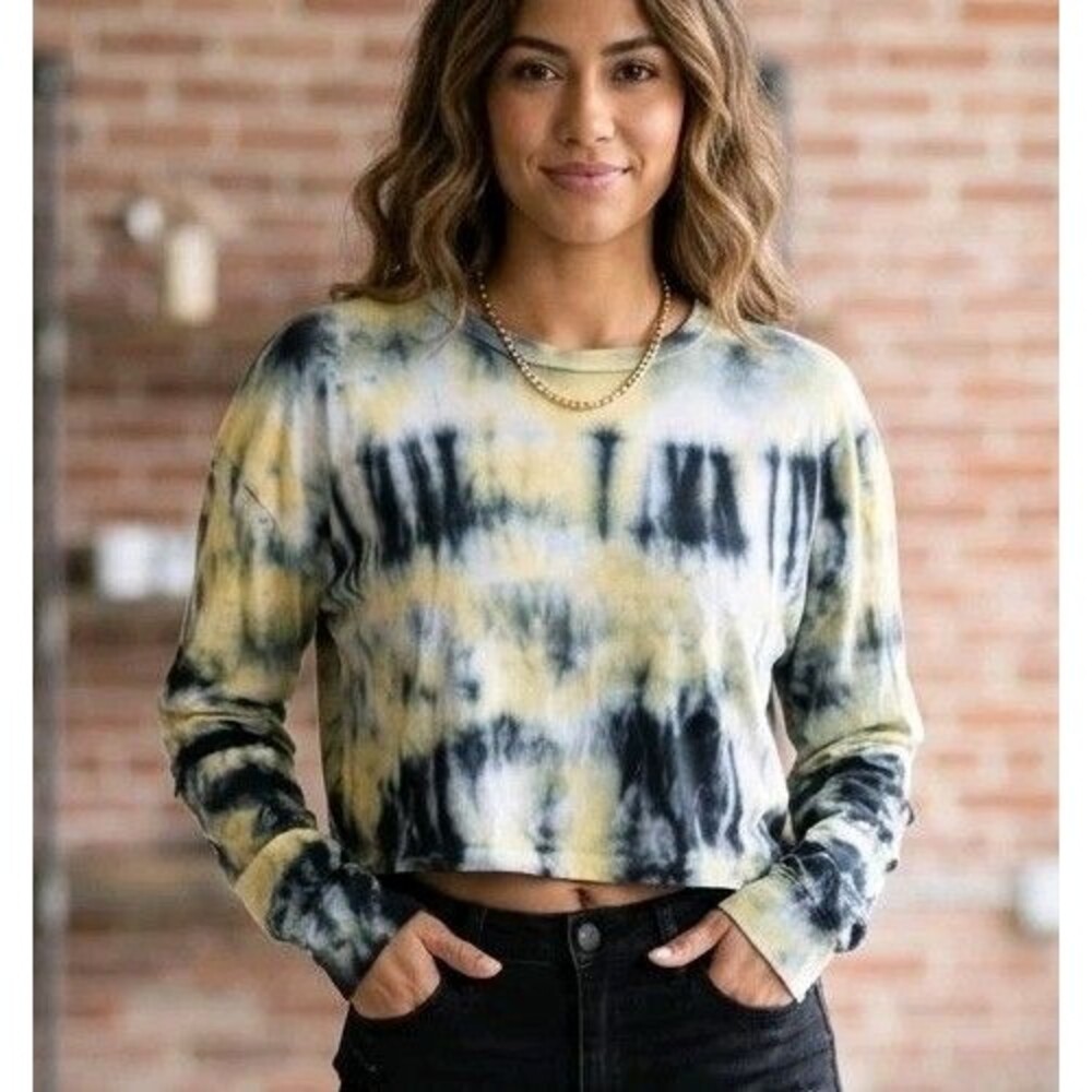 Reformation Jeans Size M Tie Dye Cropped Organic Cotton Long Sleeve Top